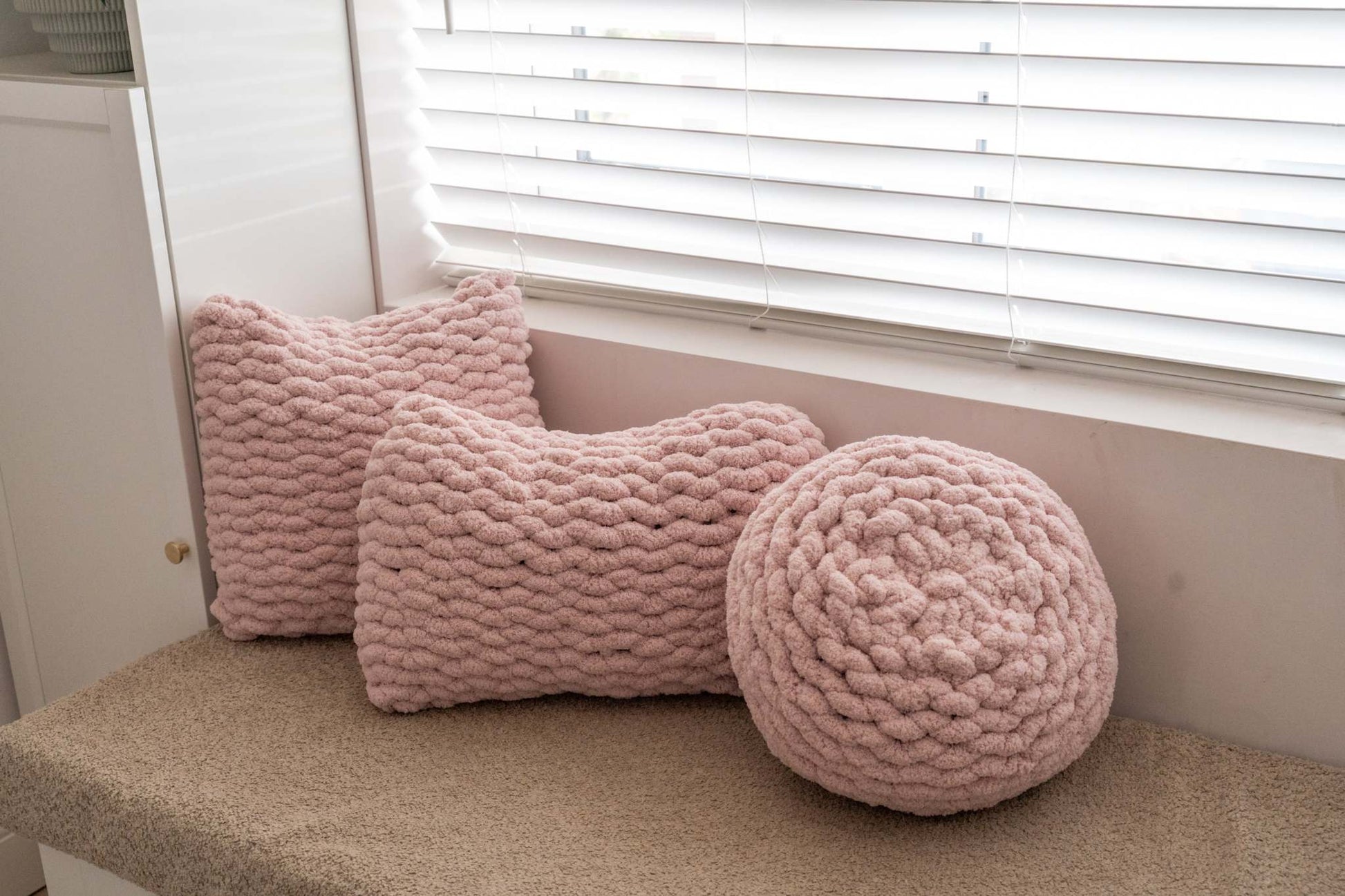 pink trio of cushions